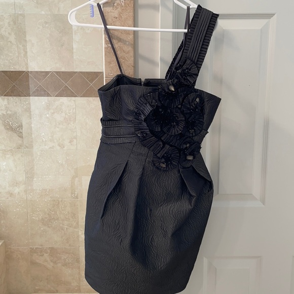 BCBGMaxAzria Dresses & Skirts - BCBG one shoulder gun metal grey cocktail dress